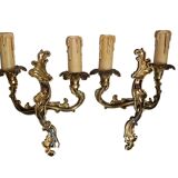 Paire d 'appliques en bronze doré style Louis XV