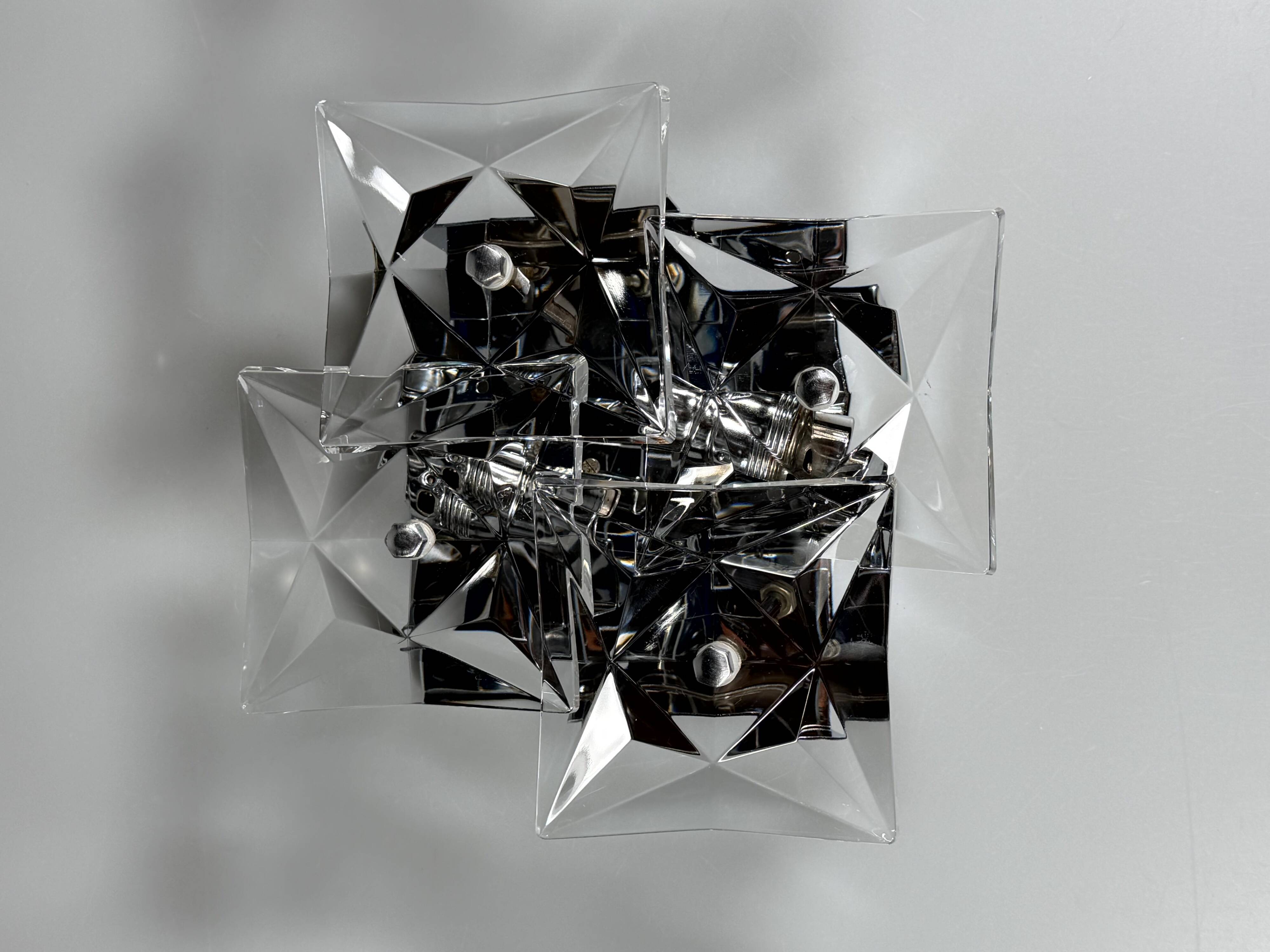 1960s 1970s Wall Sconce by Kinkeldey Lighting Germany in Glass & Chrome