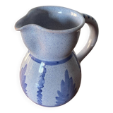 Ancien pichet terre cuite émaillée bleu gaubert cuisine vintage