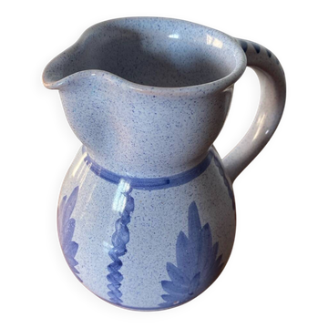 Ancien pichet terre cuite émaillée bleu gaubert cuisine vintage