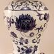 Lampe en porcelaine de Paris bleue et blanche peinte à la main, vers 1980