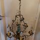 Chandelier cage décor birds and flowers in Meissen porcelain