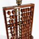 Ancien pied de lampe boulier, abacus chinois suanpan “lotus‑flower brand”