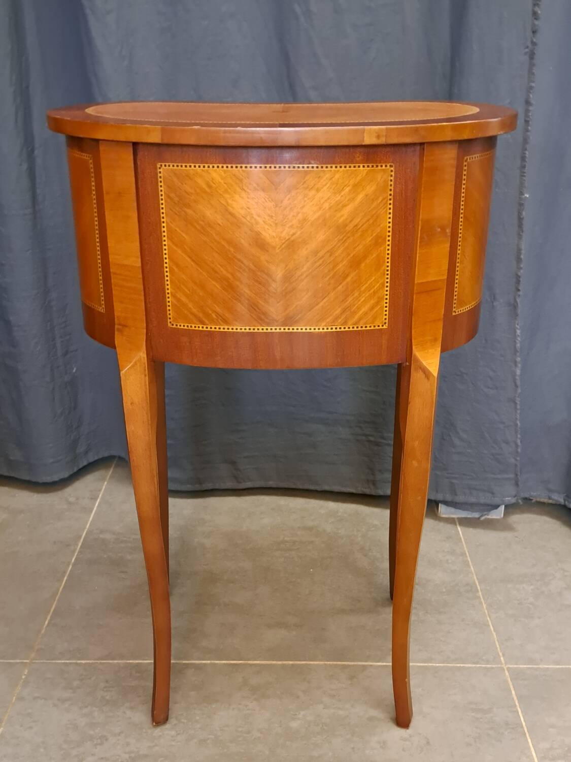 Louis XV style marquetry kidney bedside table