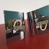 Pair of wall light 70s chrome metal