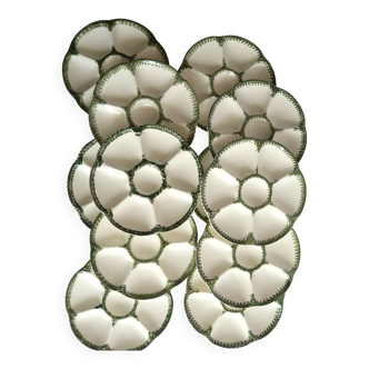 Set of 12 vintage GIEN oyster plates
