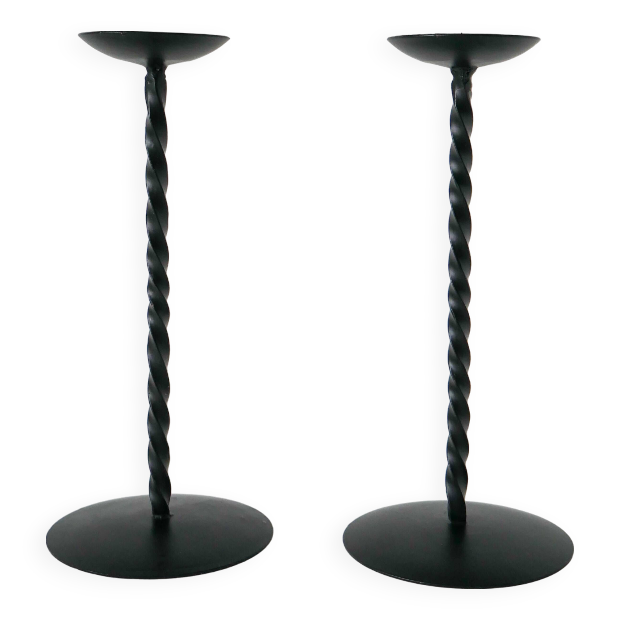 Pair of wrought iron candlesticks, Brutalist, 1970