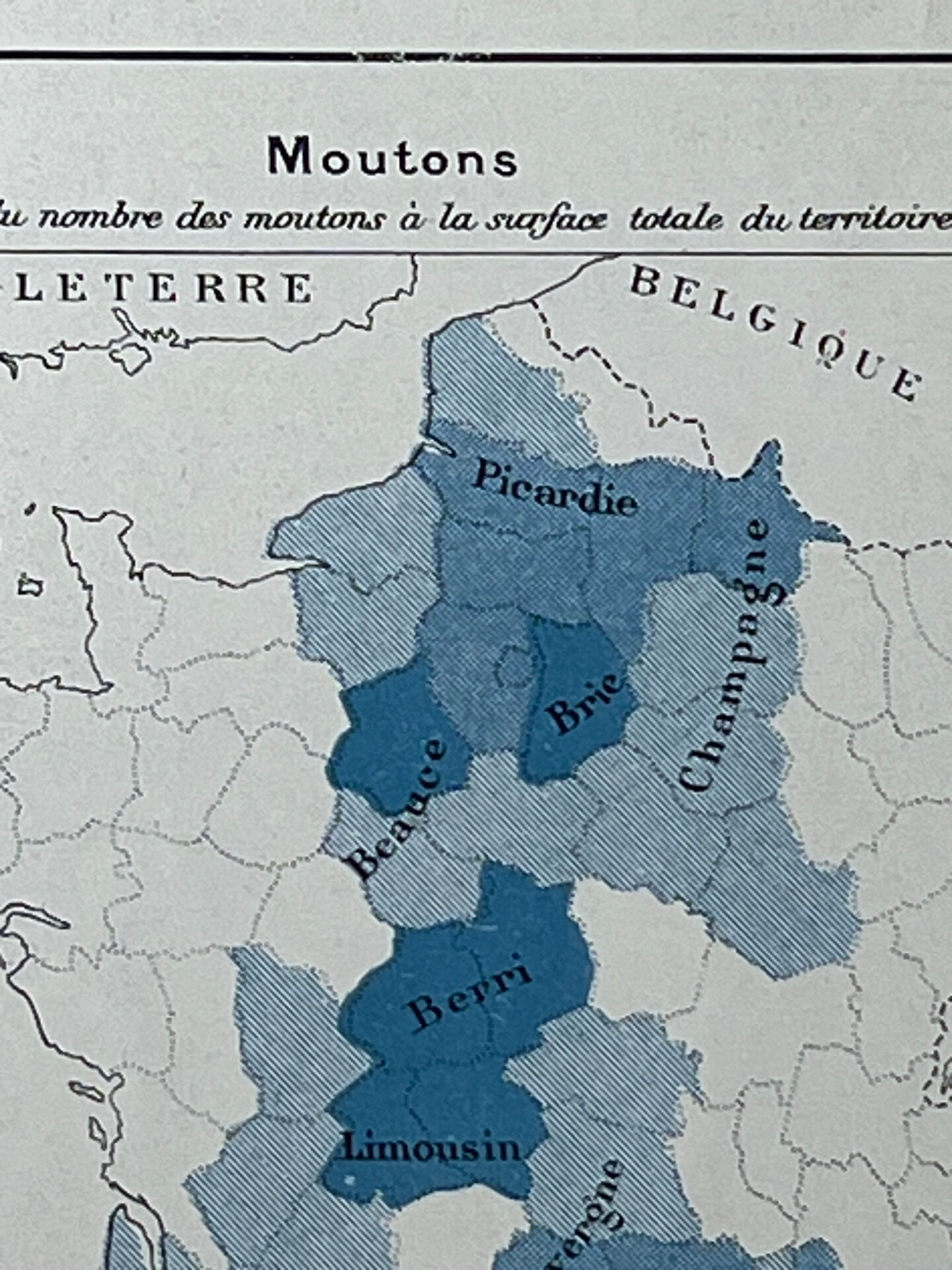 Double map plan France Agriculture Livestock 55.5x37.5cm