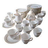 Coffee and dessert service 37 pieces porcelain Louroiux - Ph. Deshoulieres