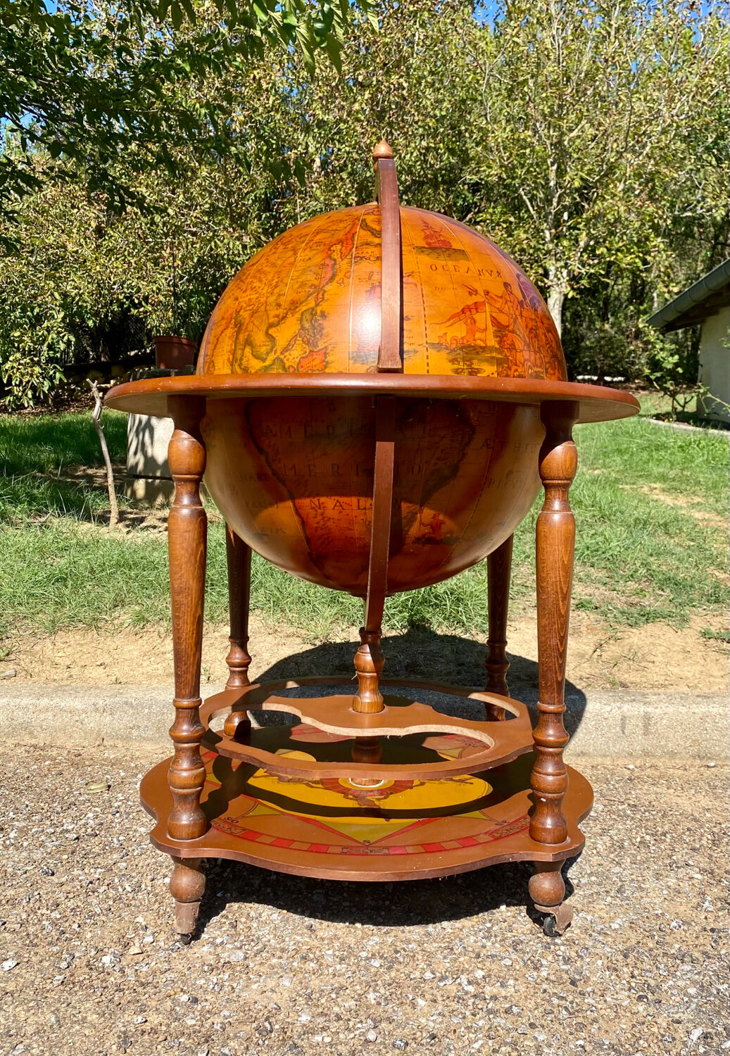 1960s globe on wheels world map bar
