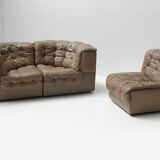 DS 11 modular sofa in brown patchwork leather by De Sede Team for De Sede Swiss