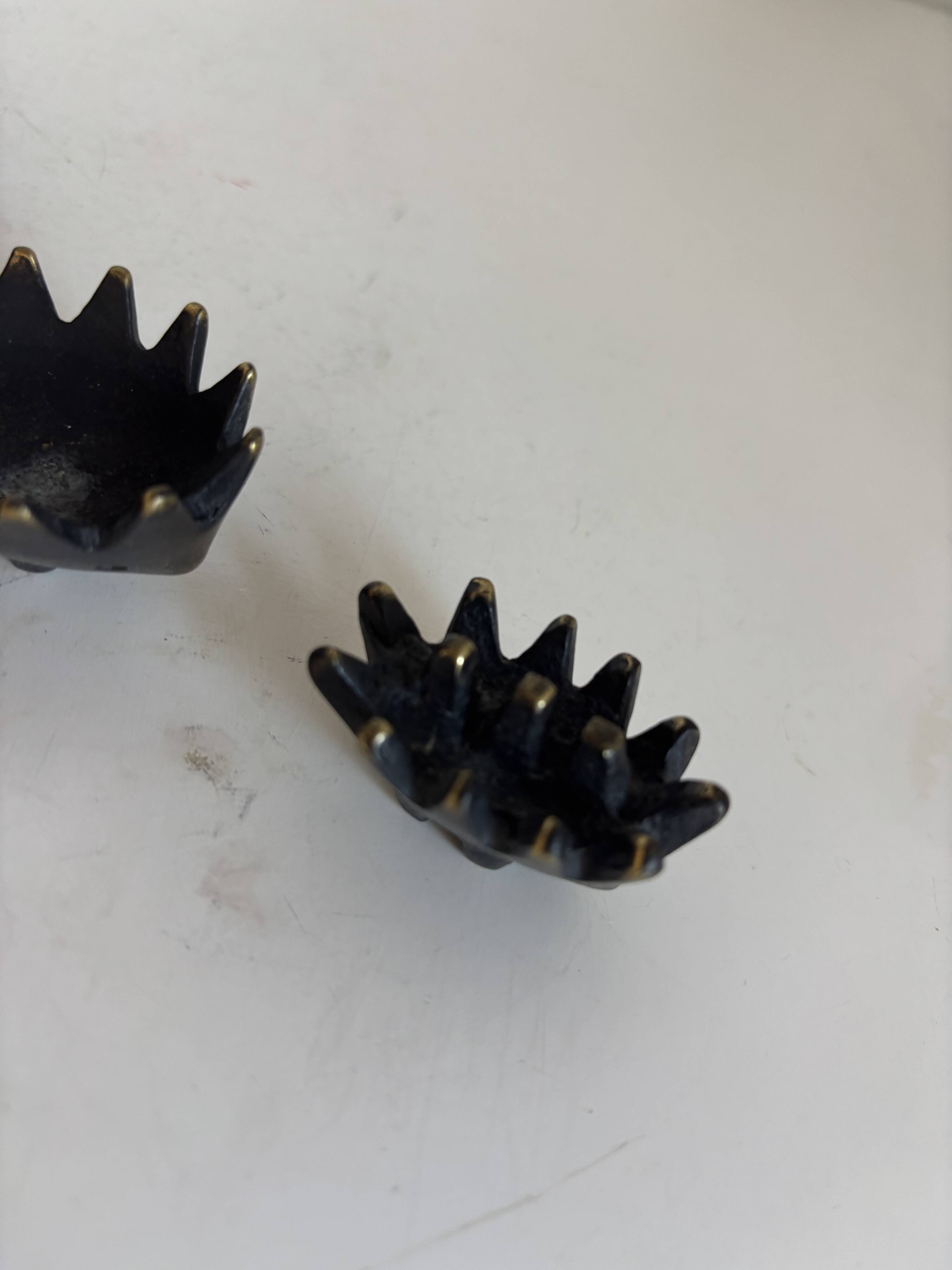 Vintage 1950 hedgehog ashtrays by Walter Bosse for Hertha Baller