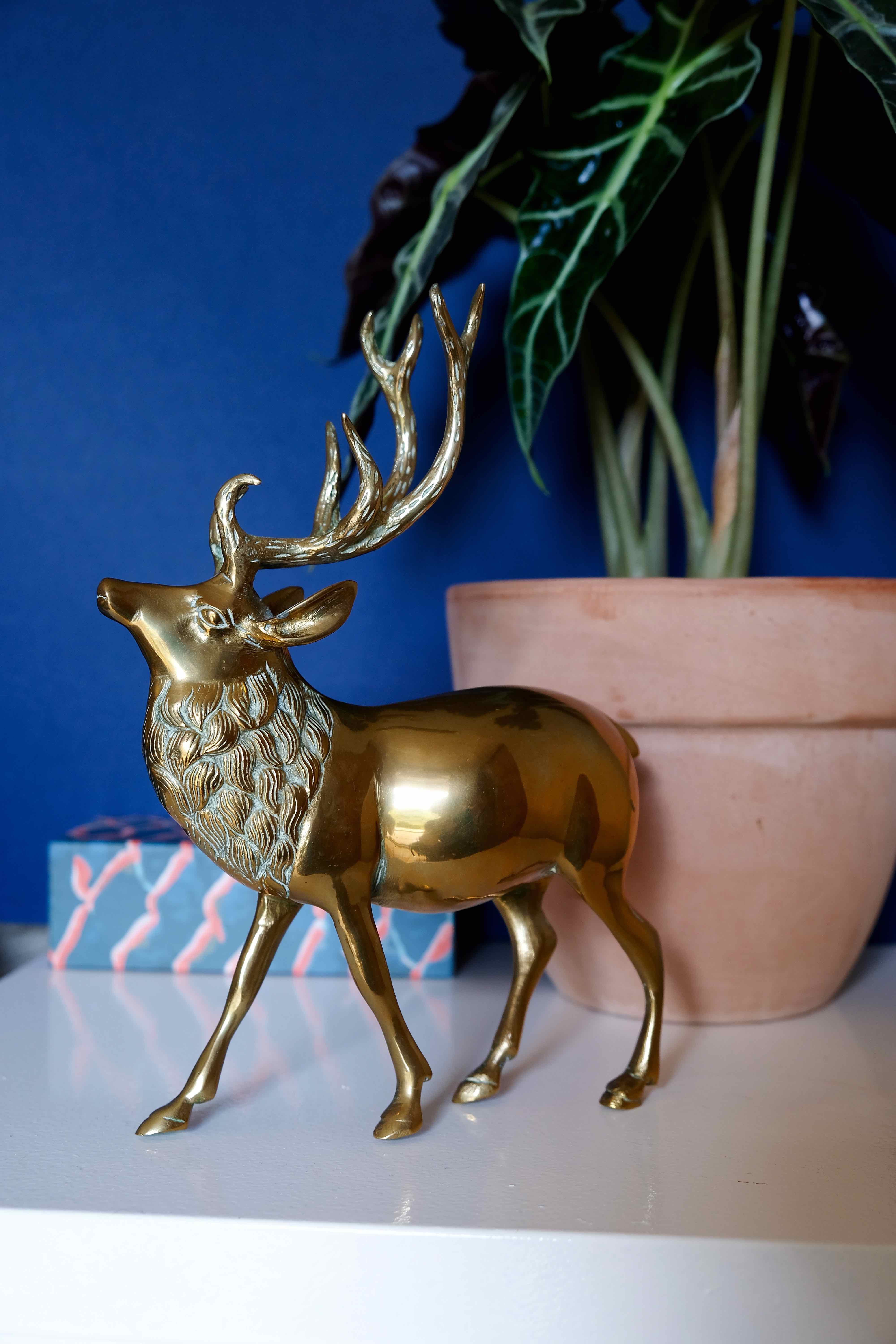 Vintage solid brass stag from the 1950s