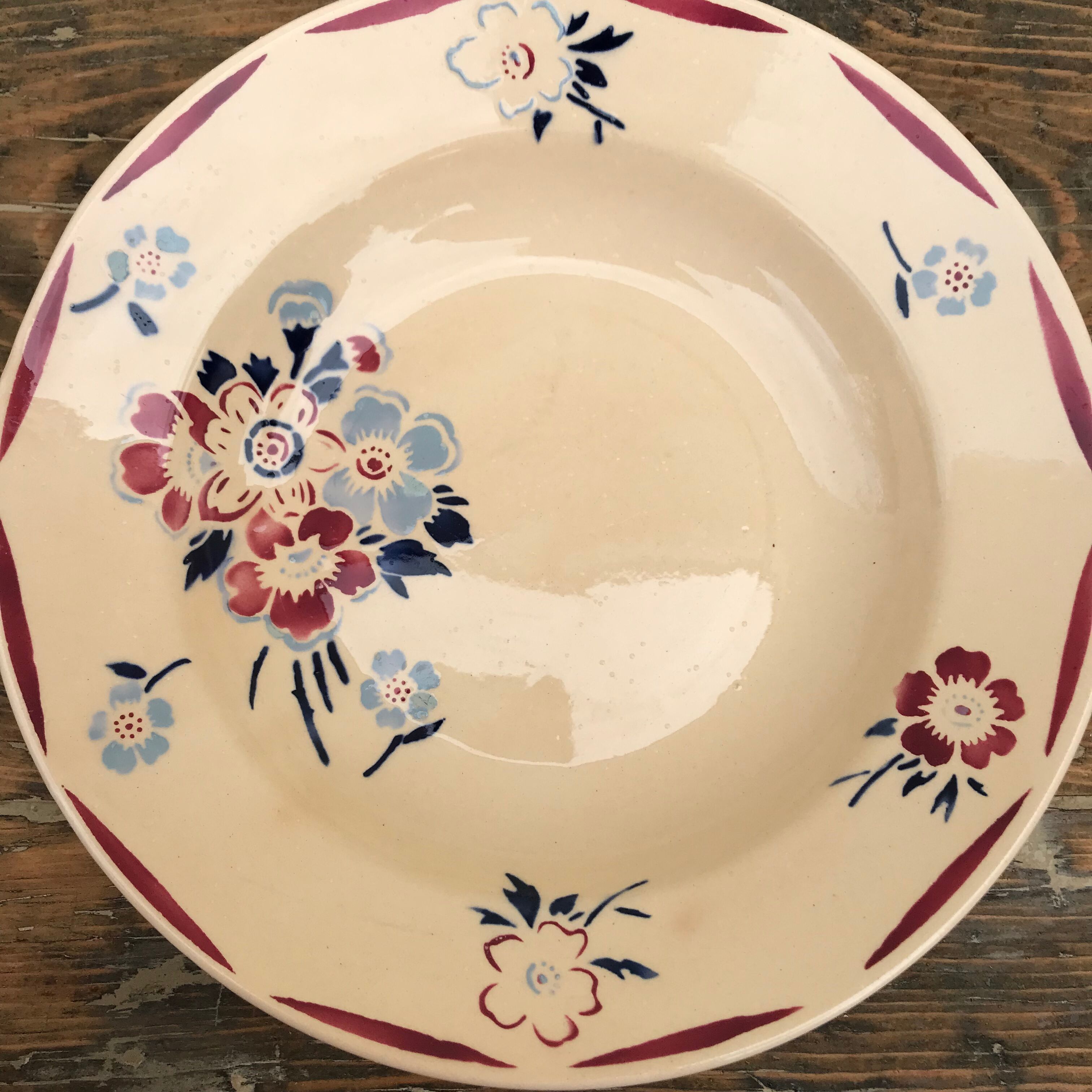 6 vintage plates in Luneville earthenware evreux model