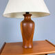 Danish table lamp by Dyrlund, teak with coarse linen, 1970s