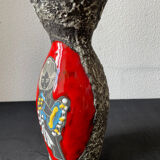 Fat lava vase San Marino Italy woman and floral pattern