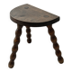vintage French farm stool in turned wood
