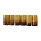 Set of 6 amber, blown and bubbled Biot glasses