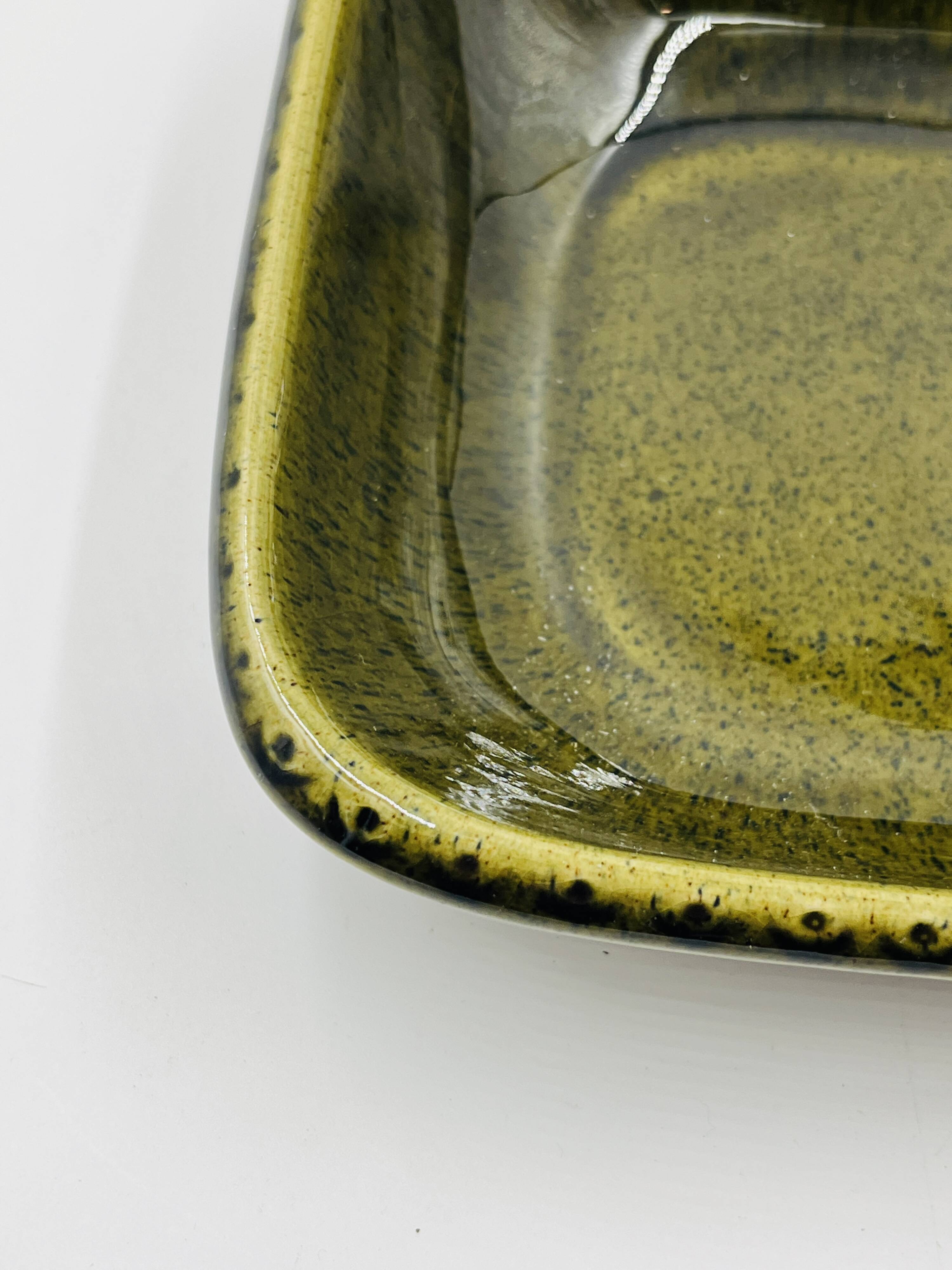 Lot 2 plats carrés en grès Deco Hälsingborg K.J. Svensson