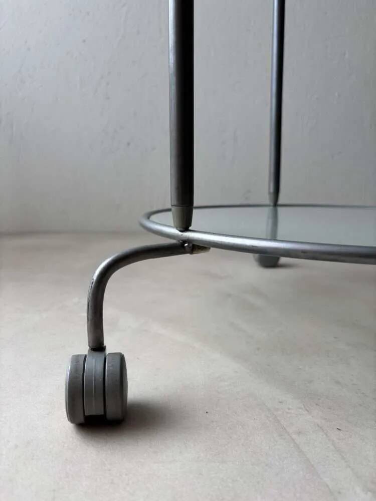 Ikea two-tiered serving trolley with glass.