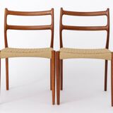 2 Søren Ladefoged chairs, teak, 1960s, papercord seat, dining chairs, set of 2