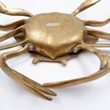Brass trinket box in the shape of a blue crab, 1960s