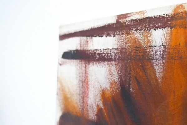 Tableau, peinture abstraite tons orangés, années 60