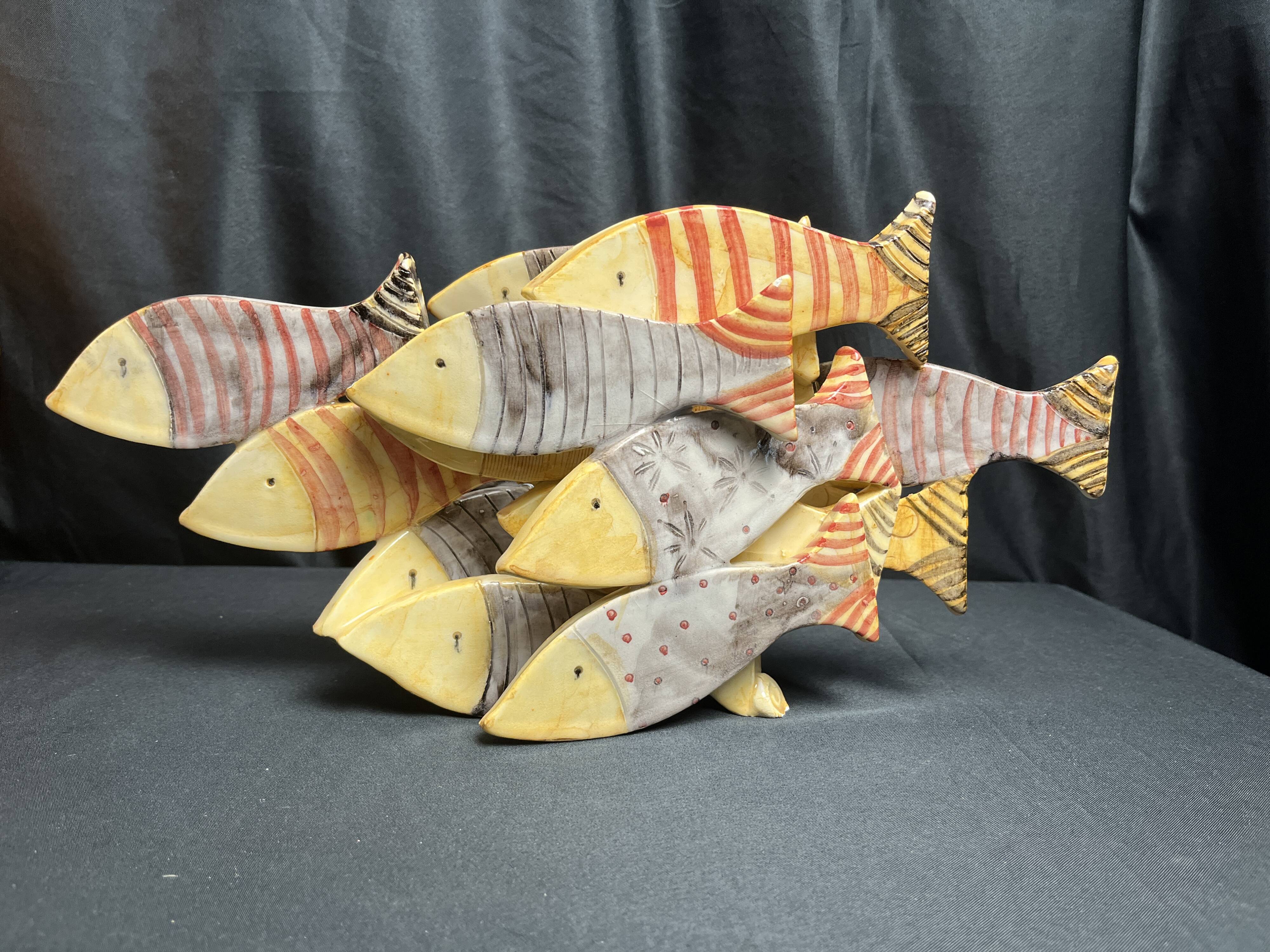 Decorative ceramic fish set circa 1980