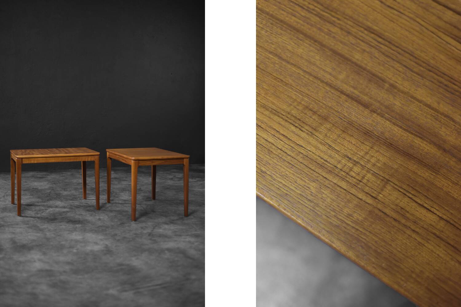 Vintage Mid-Century Scandinavian Modern Brown Teak Side Tables
