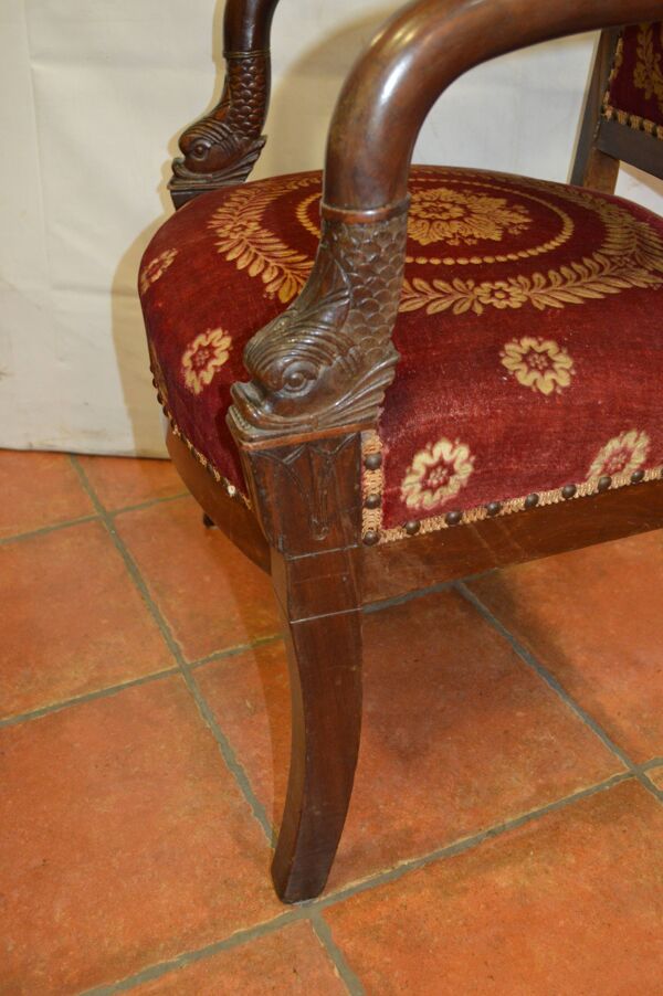 Fauteuil bergère style empire en acajou