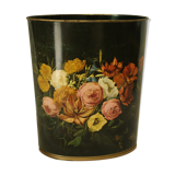 Vintage silkscreened sheet metal paper basket Napoleon III style