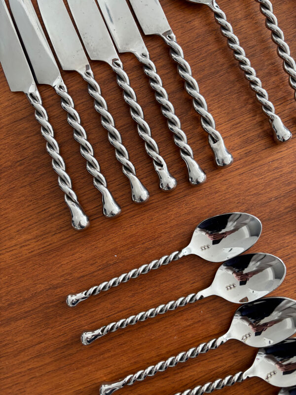 Ménagère  en inox à manches torsadés – Lot de couverts design a