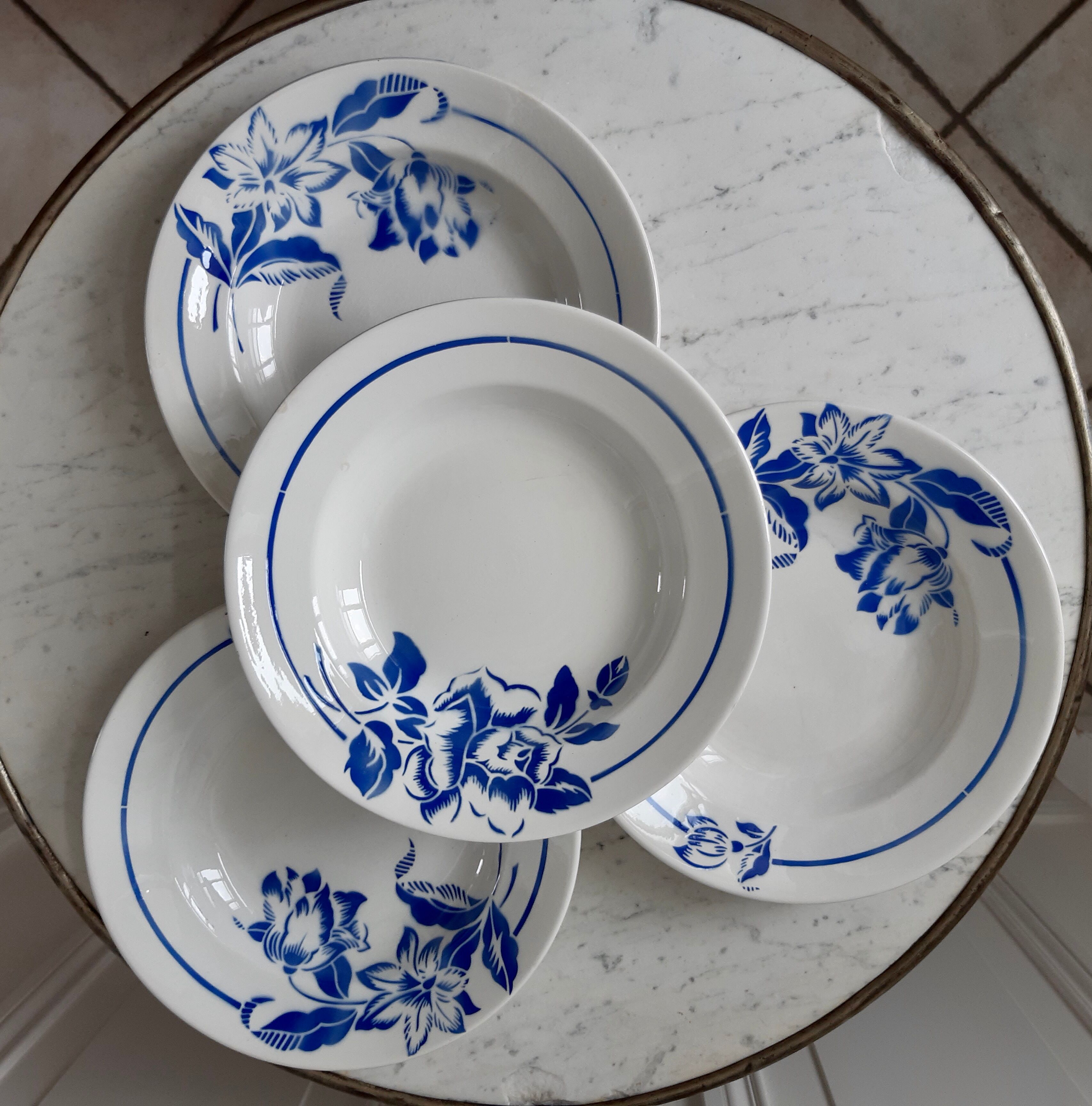Lot de 4 assiettes creuses Digoin Sarreguemines années 30