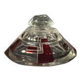 ART DECO modernist red Bohemian glass box, circa 1930