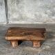 Small stool, footrest in organic blond teak monoxyle wabi-sabi L31