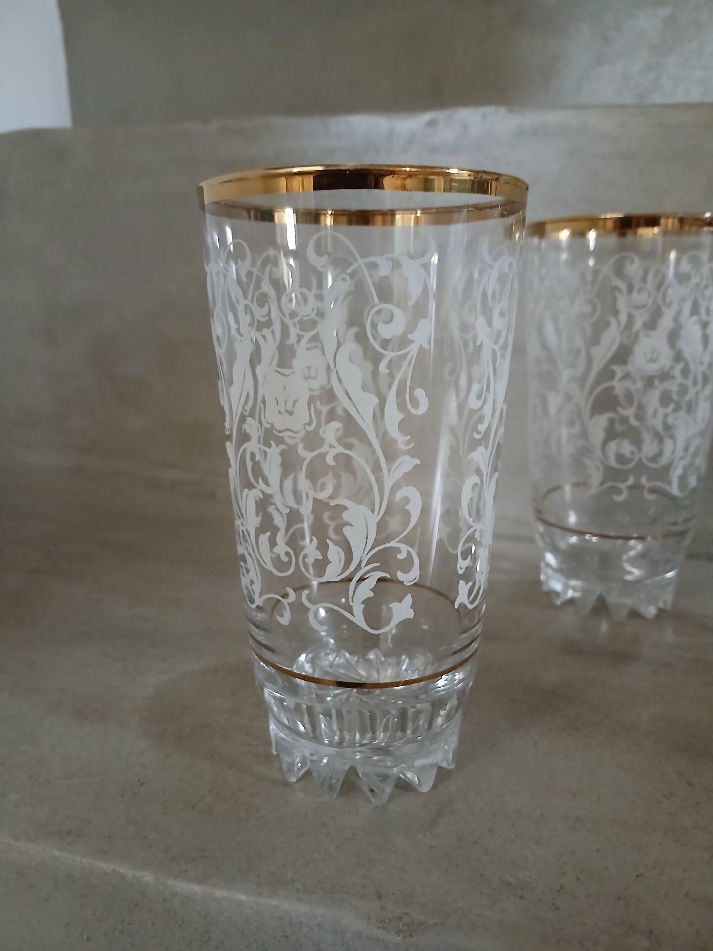 4 vintage water glasses
