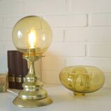 Vintage gold desk Light Hollywood Regency table bedside lamp Italy 1960's
