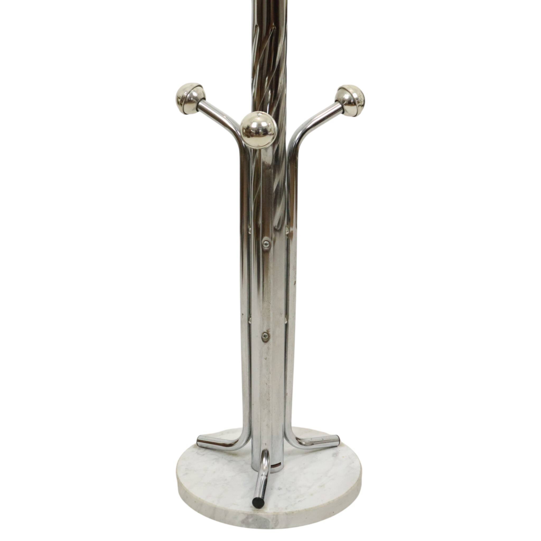 Vintage Standing Coat Rack Chrome Marble Space Age 166cm