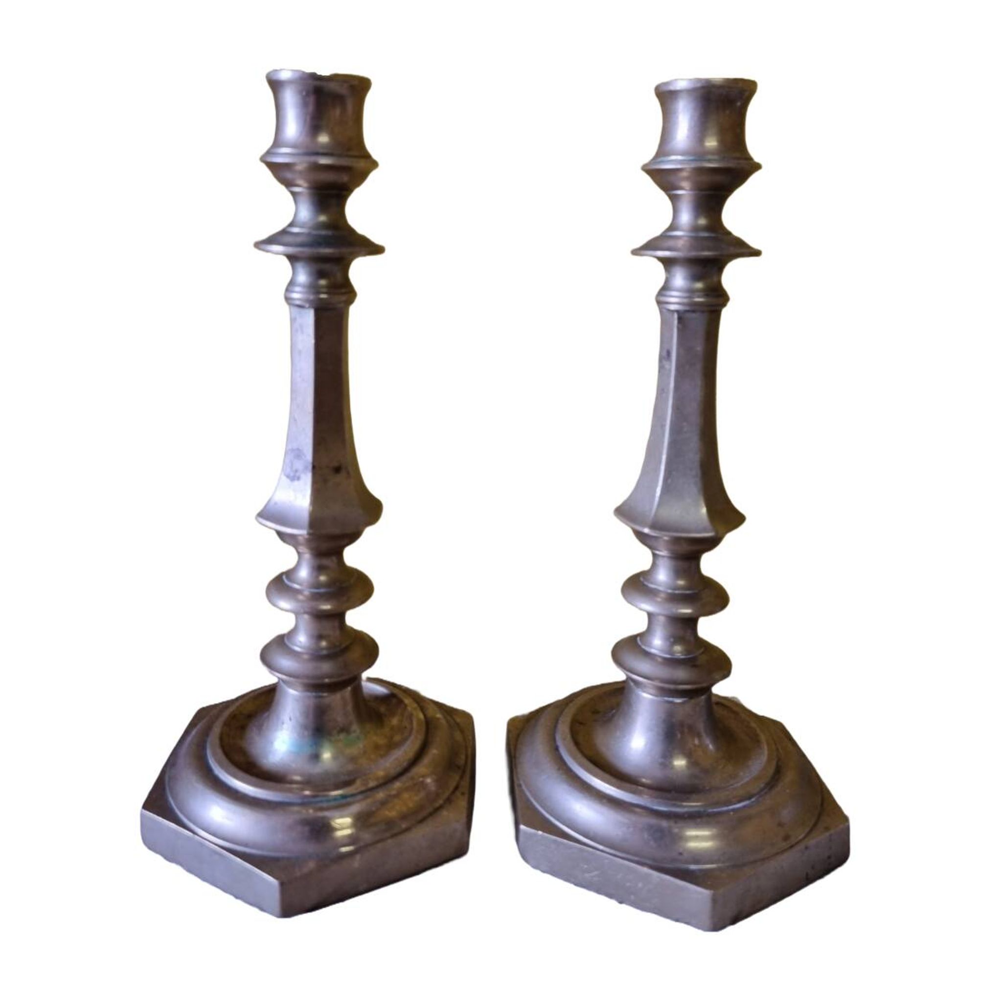 Pair of french brass candlesticks, 2nd half of the 19th century