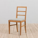Set Of 6 Mid Century oak dining chairs by Fritz Hansen, natural wool upholstery, 1950s