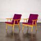 Boomerang armchair in mauve fabric