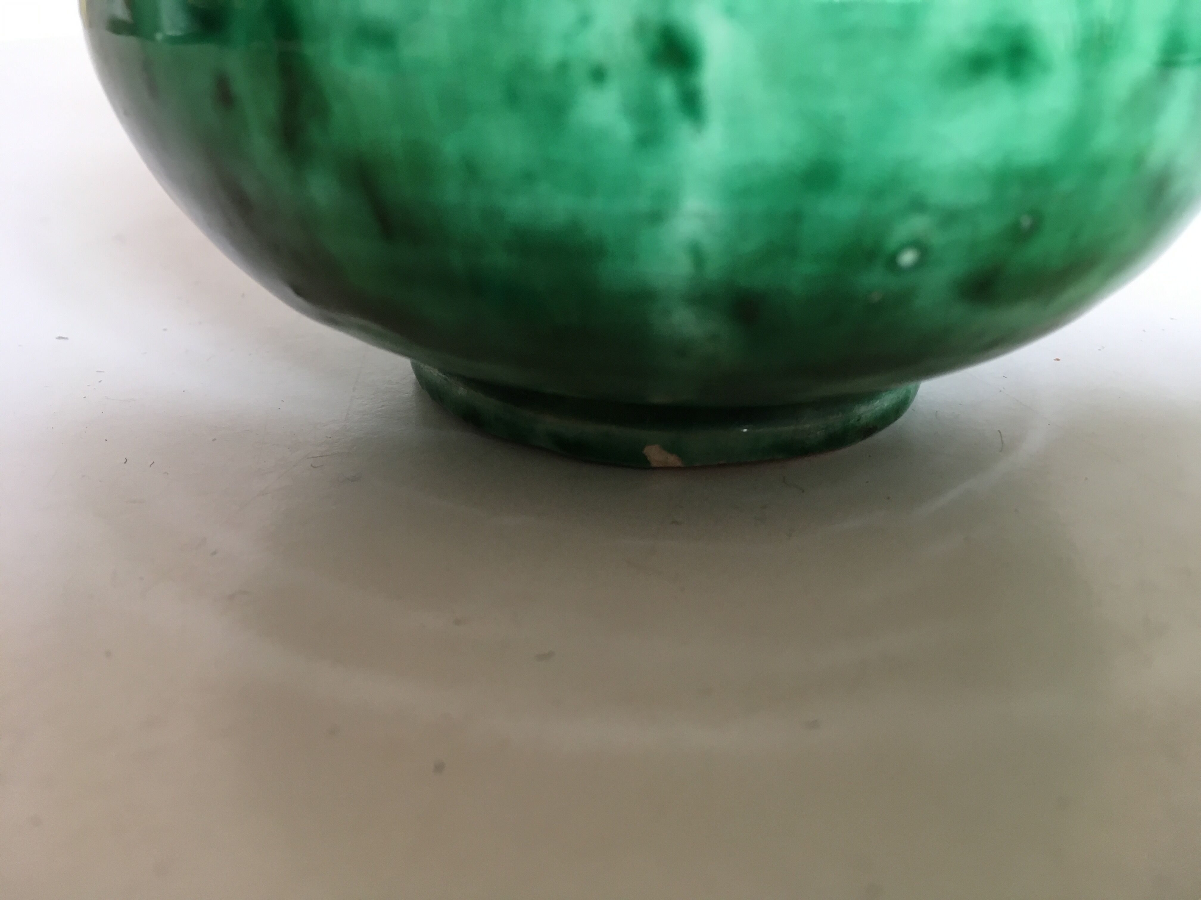 Green glazed ceramic pitcher, marius giuge at vallauris 50's