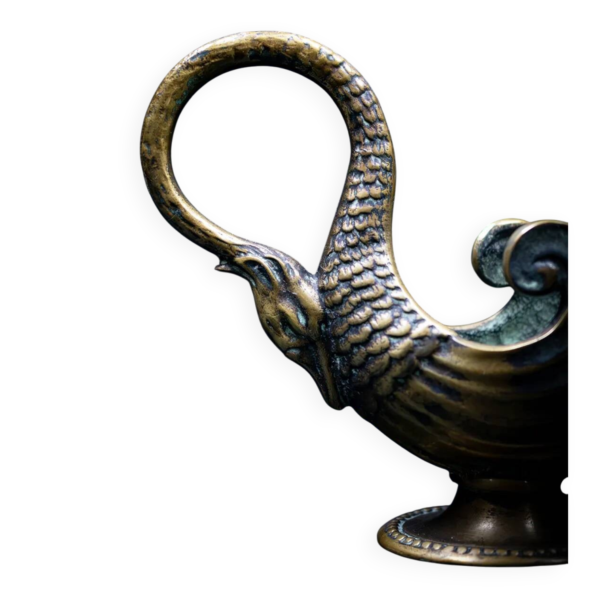Bronze patinated pocket emptier with swan decoration by Max Le Verrier.