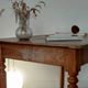 Table / Vintage cherry wood desk with turned legs – Natural patina