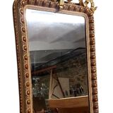 Antique gilded and lacquered mirror, original Napoleon III