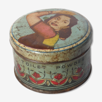 Advertising box metal round Indian Bharat Toilet Powder India