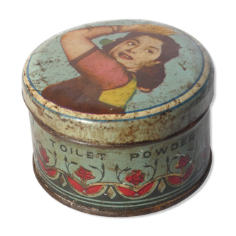 Boite publicitaire métal ronde indienne Bharat Toilet Powder Inde
