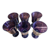 Set of 6 purple glass wine glasses