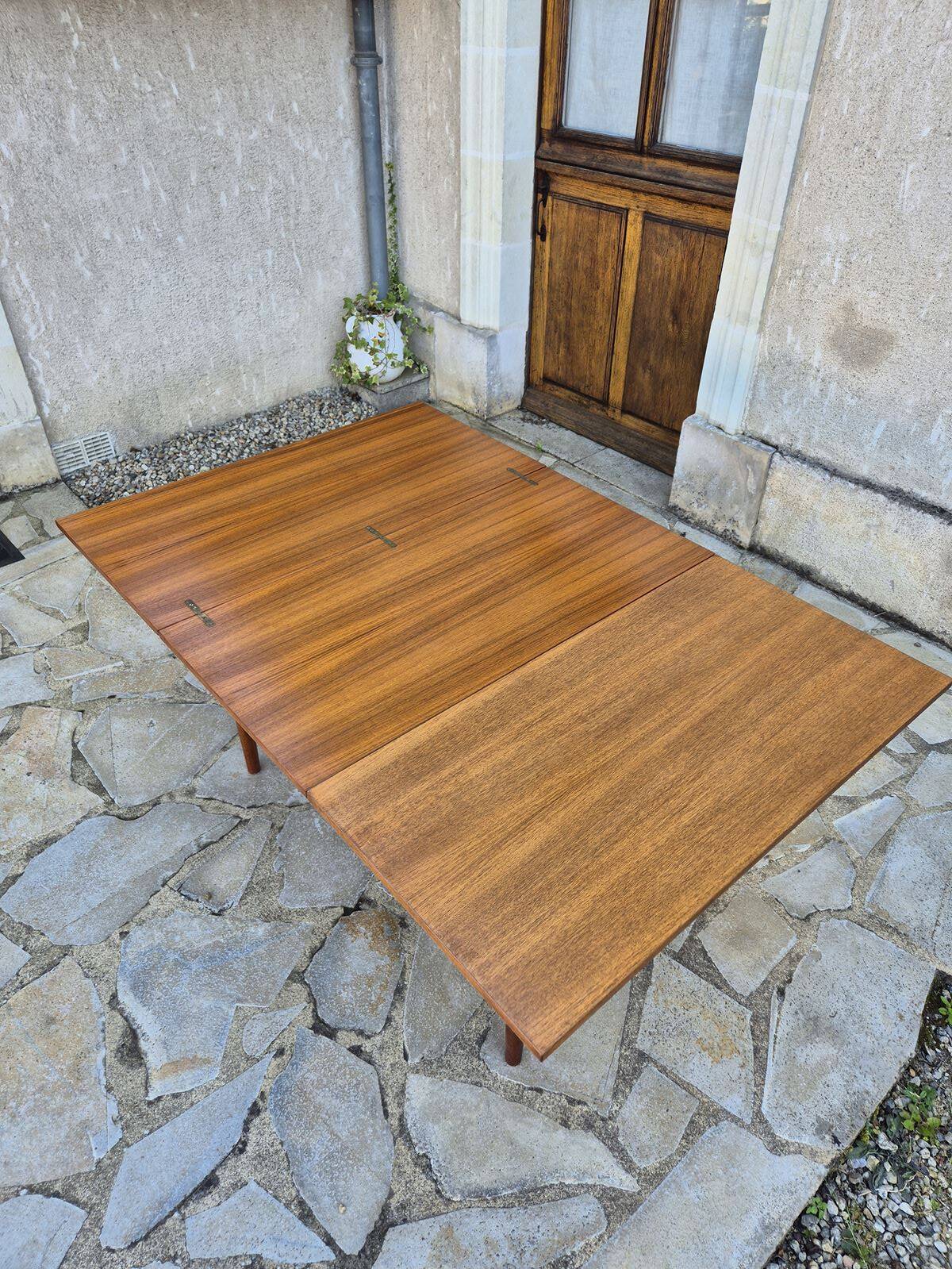Table basse smorrebrod scandinave en teck vintage