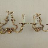 Paire d'appliques cage en bronze de style Louis XV